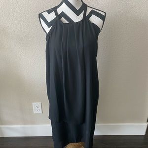 Stella Luce || black flowy pleated racerback dress